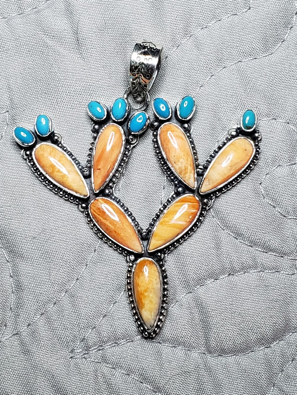 Spiney Oyster And Turquoise Sterling Pendant